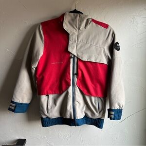 Obermeyer Kids Gage Jacket Ski Snow Winter Coat Sz S 8 Grey/Red Outdoor Hooded